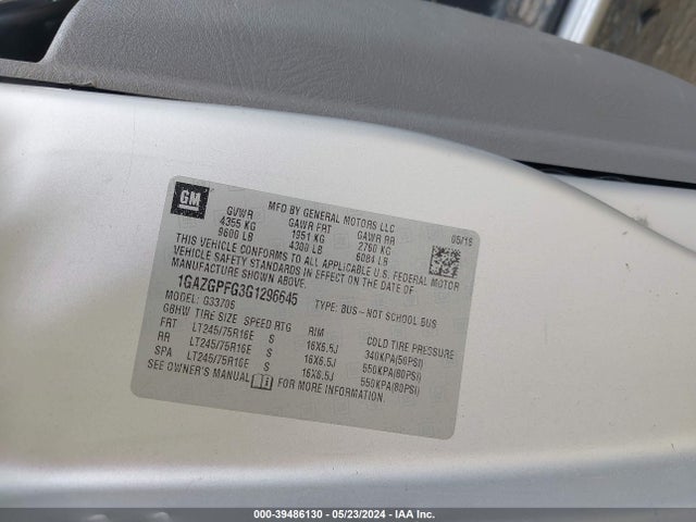 Chevrolet Express 3500 Lt 2016 1GAZGPFG3G1296645 Image 9