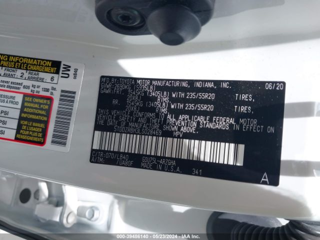 5TDDZRBH3LS028469 Toyota Highlander Limited