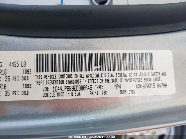 Jeep Patriot Sport 2014 1C4NJPBB9ED888645 Image 9