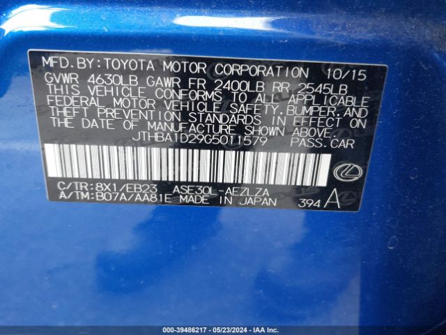 JTHBA1D29G5011579 Lexus IS 200T