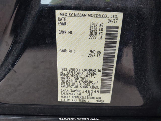 Nissan Altima 2.5 Sr 2017 1N4AL3AP9HC246148 Image 9