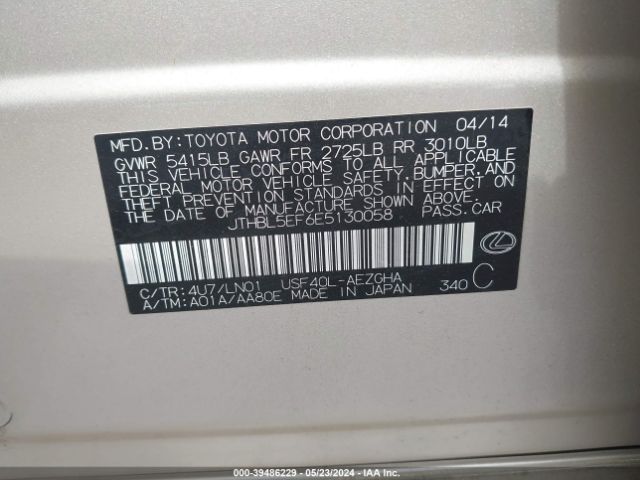 JTHBL5EF6E5130058 Lexus LS 460