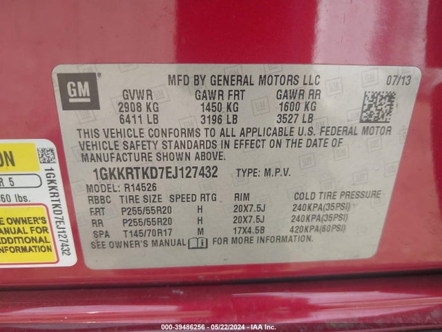 GMC Acadia Denali 2014 1GKKRTKD7EJ127432 Image 9