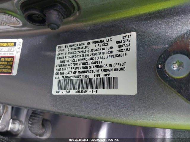 Honda CR-V EX 2018 7FARW2H54JE014668 Image 9