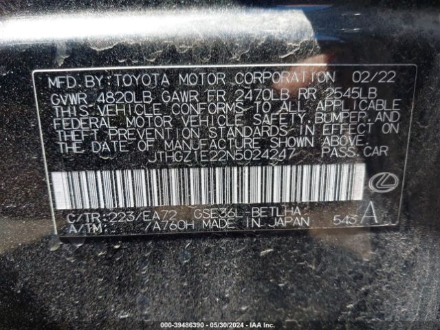 2022 LEXUS IS 350 JTHGZ1E22N5024247 Photo 8