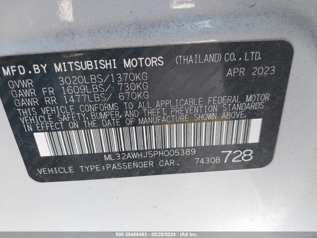 2023 MITSUBISHI MIRAGE ML32AWHJ5PH005389 Photo 8