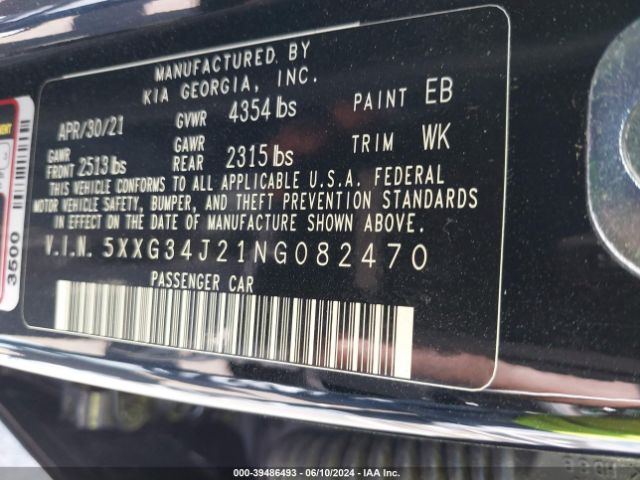 5XXG34J21NG082470 KIA K5 EX