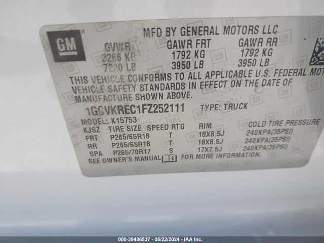 Chevrolet Silverado 1500 2lt 2015 1GCVKREC1FZ252111 Image 9