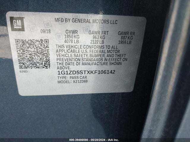 Chevrolet MALIBU LT 2019 1G1ZD5STXKF106142 Image 9