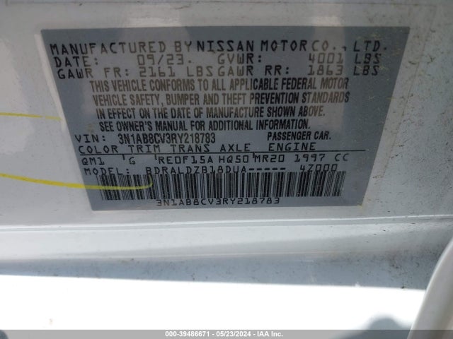 Nissan Sentra Sv Xtronic Cvt 2024 3N1AB8CV3RY218783 Image 9