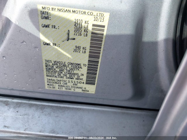 Nissan Altima 2.5 Sv 2014 1N4AL3AP7EC151504 Image 9