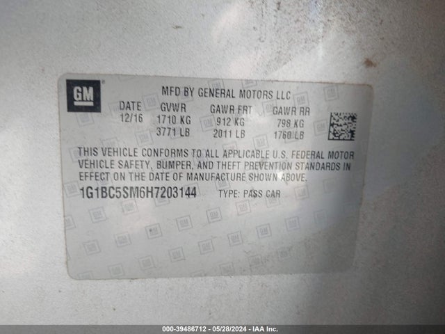 Chevrolet Cruze Ls Auto 2017 1G1BC5SM6H7203144 Image 9