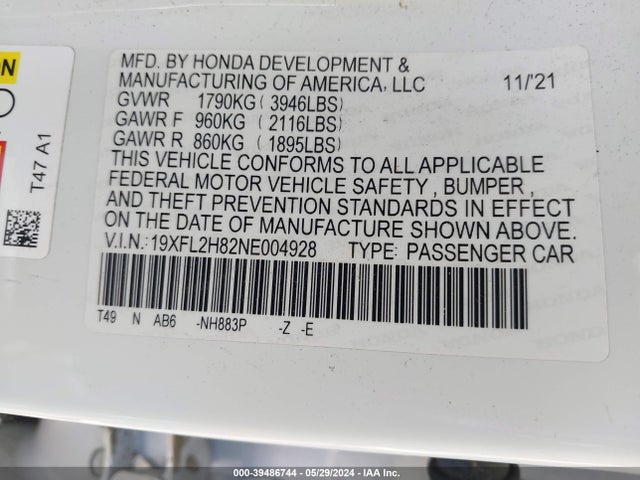 Honda Civic Sport 2022 19XFL2H82NE004928 Image 9