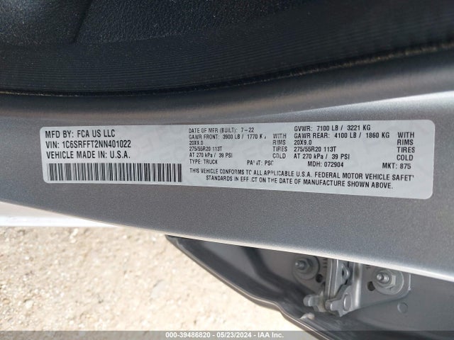 RAM 1500 Lone Star  4x4 5'7 Box 2022 1C6SRFFT2NN401022 Image 9