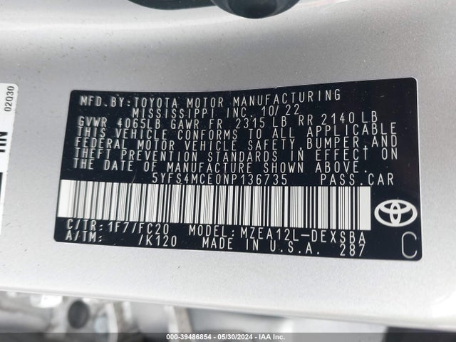 Toyota Corolla Se Nightshade Edition 2022 5YFS4MCE0NP136735 Image 9