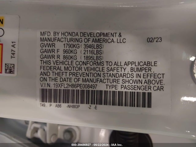 Honda Civic Sport 2023 19XFL2H86PE008497 Image 9