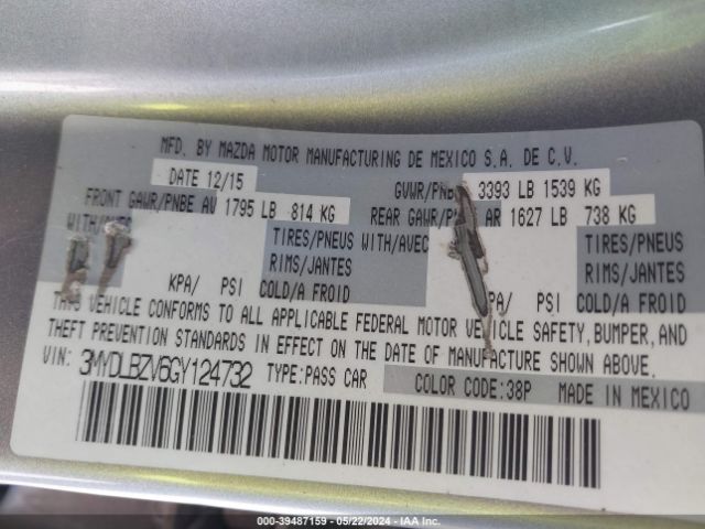 3MYDLBZV6GY124732 Scion IA