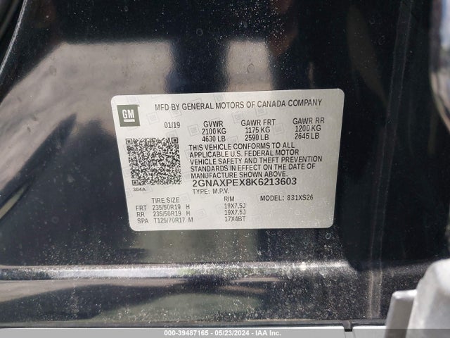 Chevrolet Equinox Premier 2019 2GNAXPEX8K6213603 Image 9
