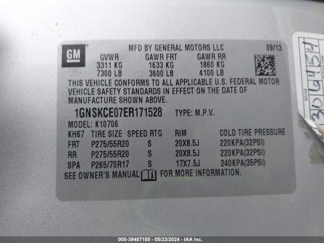 Chevrolet Tahoe Ltz 2014 1GNSKCE07ER171528 Image 8