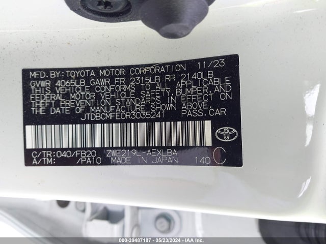 Toyota Corolla Hybrid Le 2024 JTDBCMFE0R3035241 Image 9