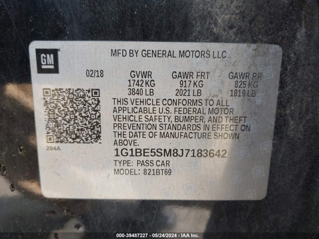 Chevrolet Cruze Lt Auto 2018 1G1BE5SM8J7183642 Image 9