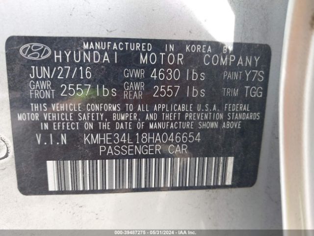 KMHE34L18HA046654 Hyundai Sonata Hybrid Limited