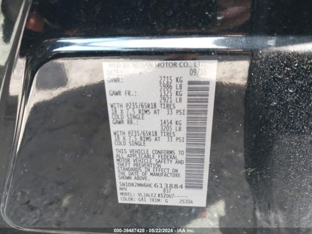 5N1DR2MN6HC613884 Nissan Pathfinder Platinum/s/sl/sv