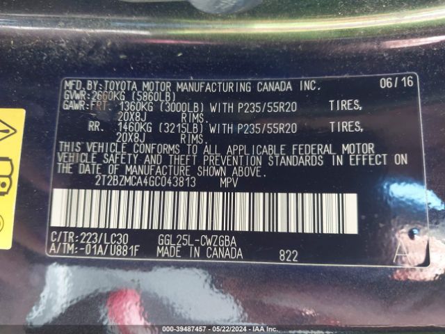 2T2BZMCA4GC043813 Lexus Rx 350 F Sport