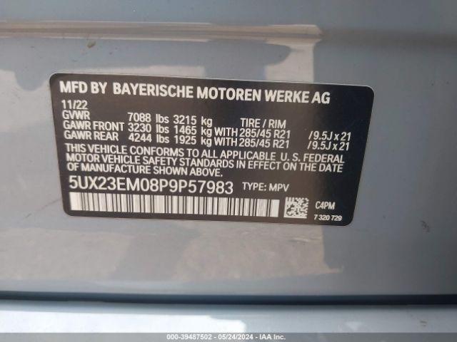5UX23EM08P9P57983 BMW X7 Xdrive40i
