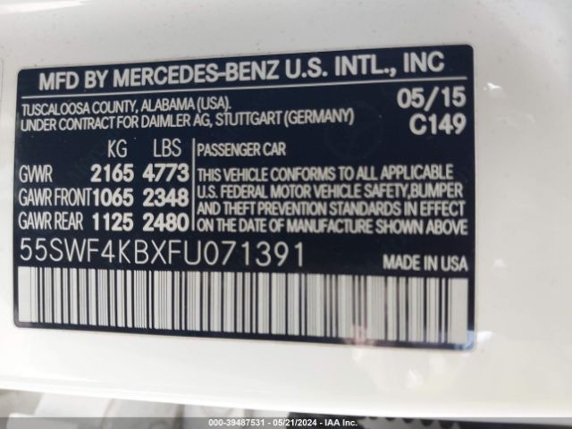 55SWF4KBXFU071391 Mercedes-Benz C 300 4matic/luxury 4matic/sport 4matic