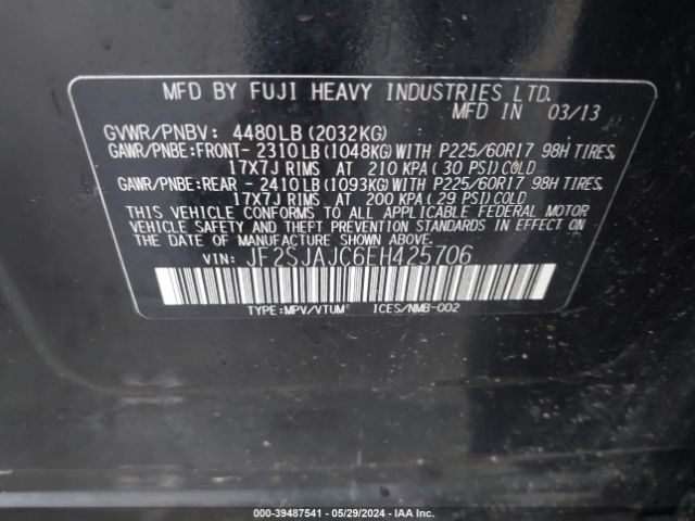 JF2SJAJC6EH425706 Subaru Forester 2.5i Limited