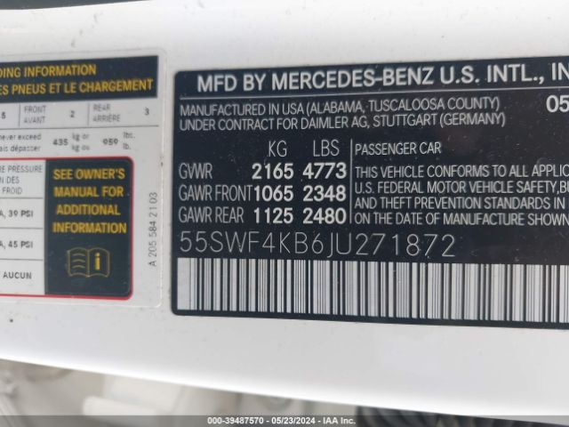 55SWF4KB6JU271872 Mercedes-Benz C 300 4matic