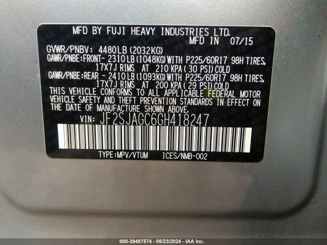 Subaru Forester 2.5i Premium 2016 JF2SJAGC6GH418247 Image 9