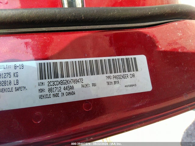 Dodge Charger Sxt Rwd 2019 2C3CDXBG2KH709472 Image 9