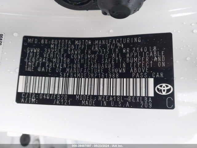 Toyota COROLLA LE 2024 5YFB4MDE5RP161988 Image 9