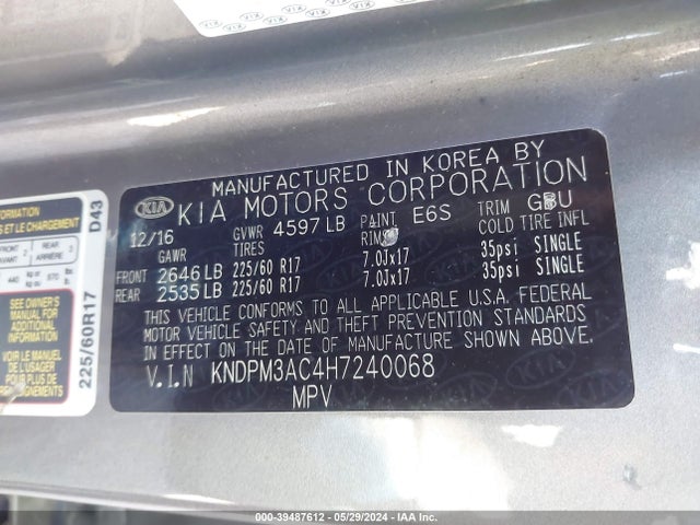 KIA Sportage Lx 2017 KNDPM3AC4H7240068 Image 9