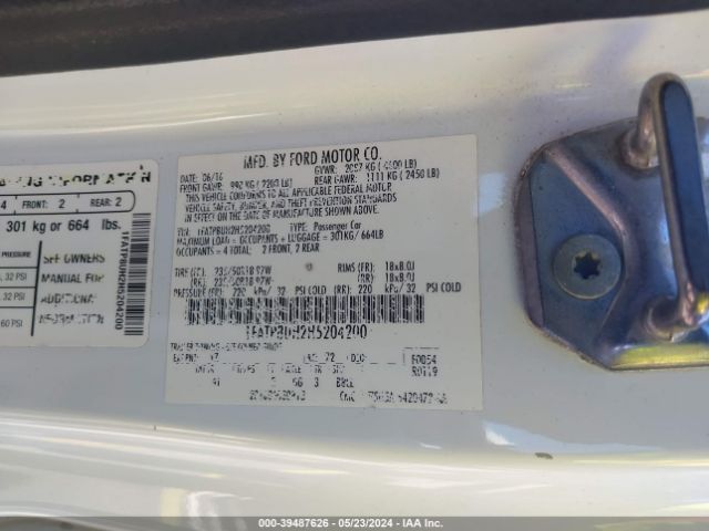 1FATP8UH2H5204200 Ford Mustang Ecoboost Premium