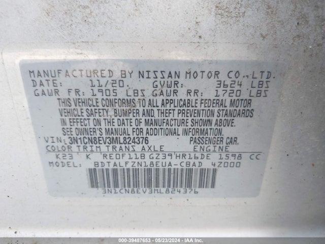 Nissan Versa Sv Xtronic Cvt 2021 3N1CN8EV3ML824376 Image 9