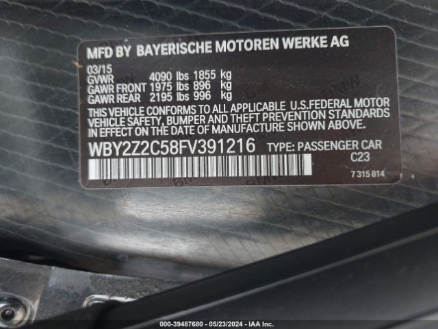 WBY2Z2C58FV391216 BMW I8