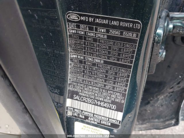 SALCR2BG7HH649700 Land Rover Discovery Sport Hse