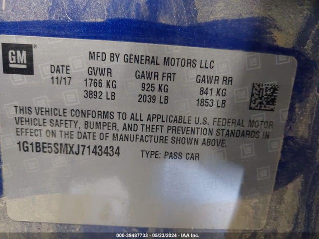 Chevrolet Cruze Lt Auto 2018 1G1BE5SMXJ7143434 Image 9