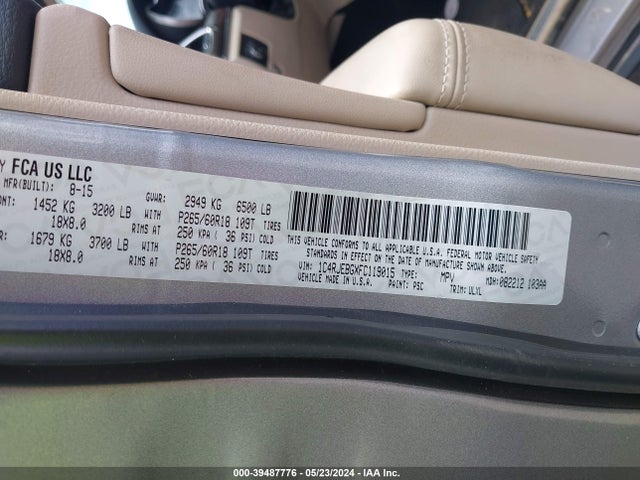 Jeep Grand Cherokee Limited 2015 1C4RJEBGXFC119015 Image 9
