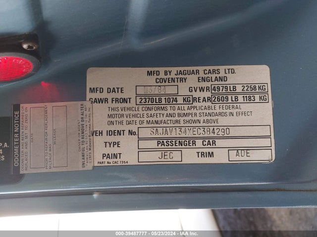 1984 JAGUAR XJ6 SAJAV134XEC384290 Photo 8