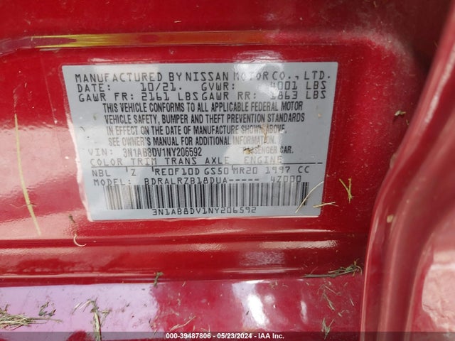 Nissan Sentra Sr Xtronic Cvt 2022 3N1AB8DV1NY206592 Image 9