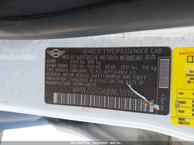 2011 MINI COOPER S COUNTRYMAN WMWZC5C56BWL53195 Photo 8