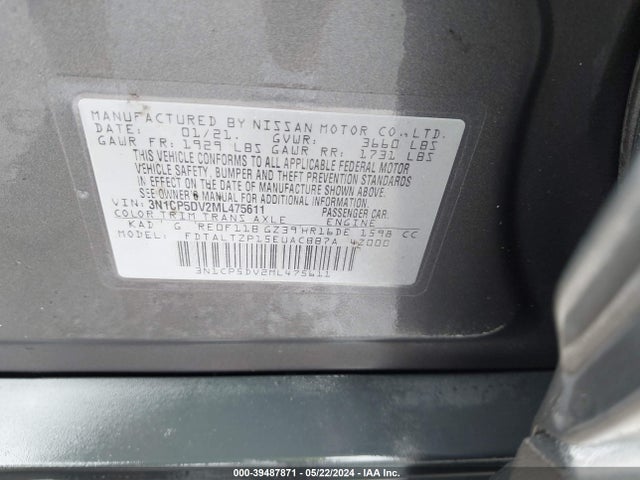 Nissan Kicks Sr Xtronic Cvt 2021 3N1CP5DV2ML475611 Image 9