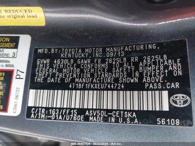 Toyota CAMRY SE 2014 4T1BF1FKXEU744724 Image 9