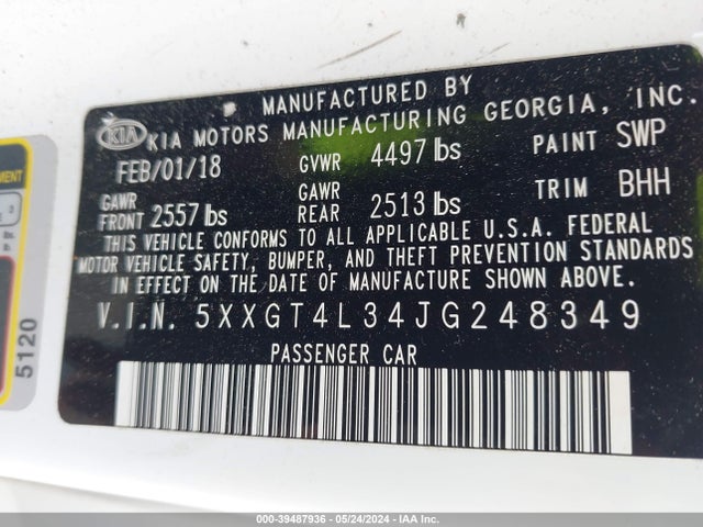 KIA Optima Lx 2018 5XXGT4L34JG248349 Image 9