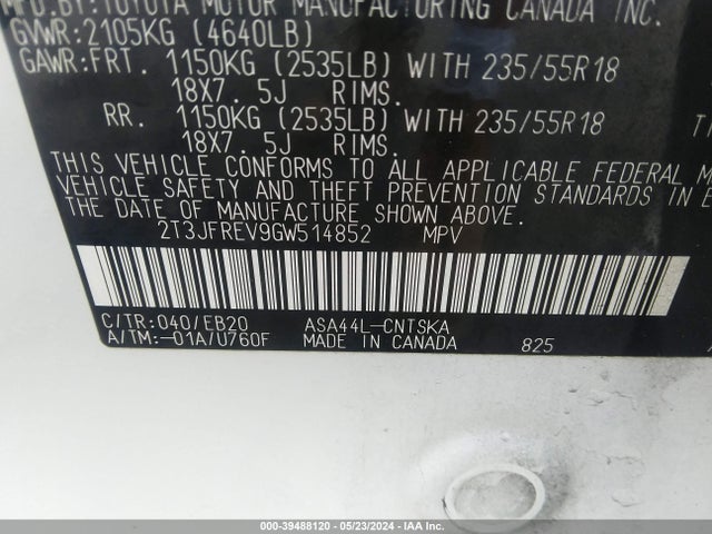 Toyota RAV4 SE 2016 2T3JFREV9GW514852 Image 9