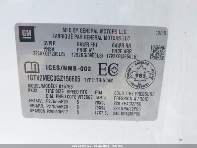 1GTV2MEC0GZ156605 GMC Sierra 1500 Sle